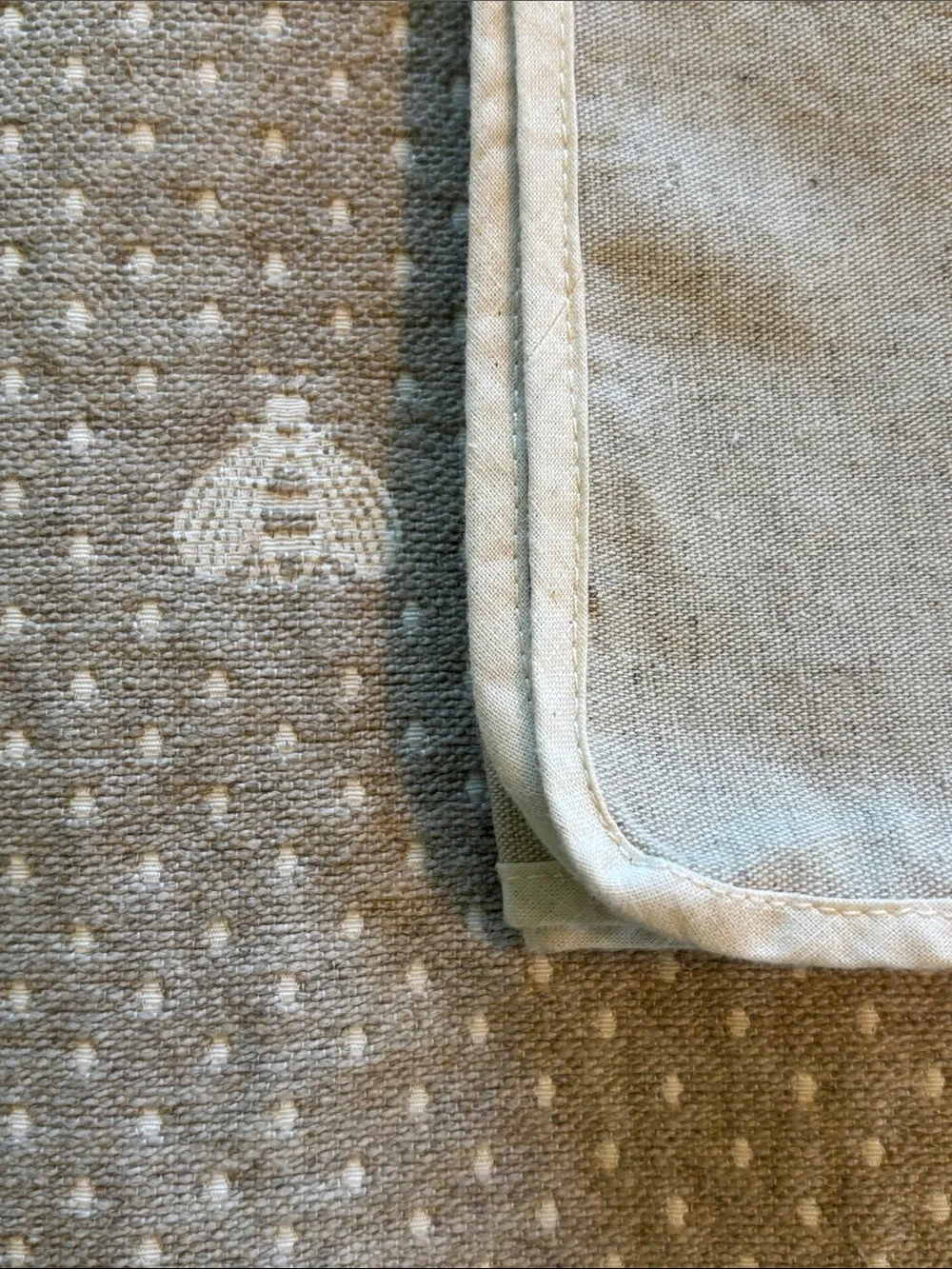 Taupe Bee and Polka Dot Placemat and Matching Napkin Set of Four